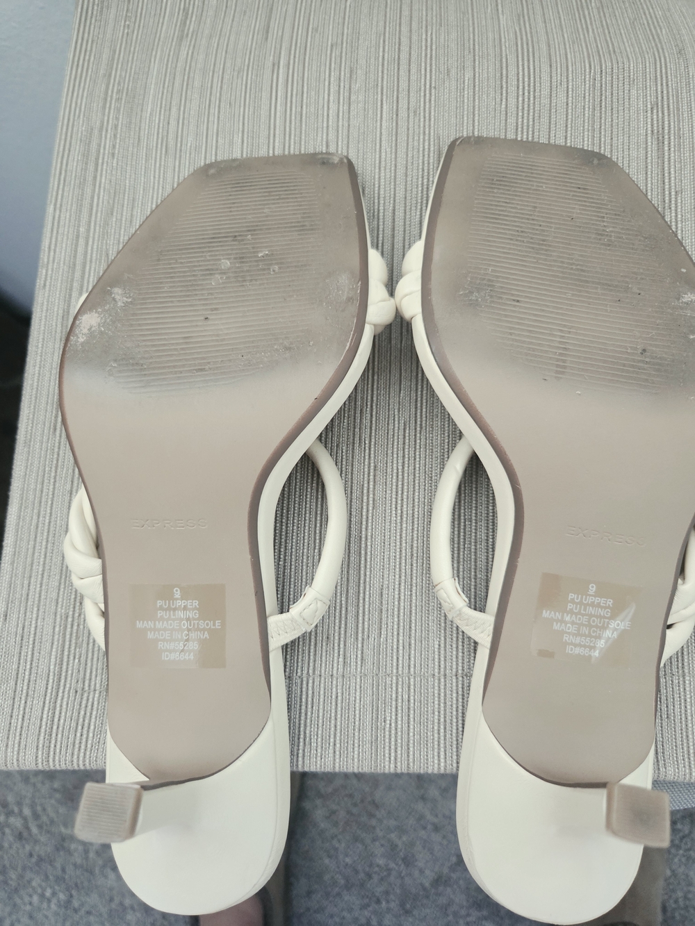Express Women's Cream Strappy Square-Toe Slide Sandals - Picture 3 of 8